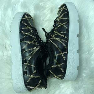 Women’s Black with Gold Chain Sneakers